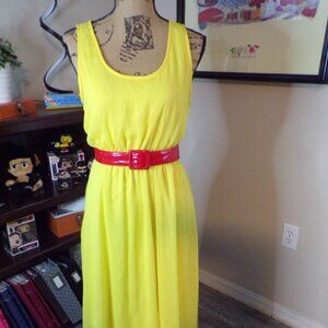 Truworth Yellow Dress with Red Belt